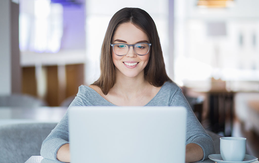 woman using laptop