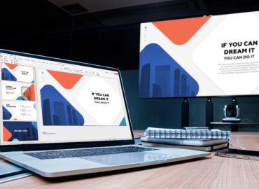 two screens showing PowerPoint presentation