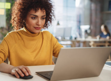 woman working on laptop