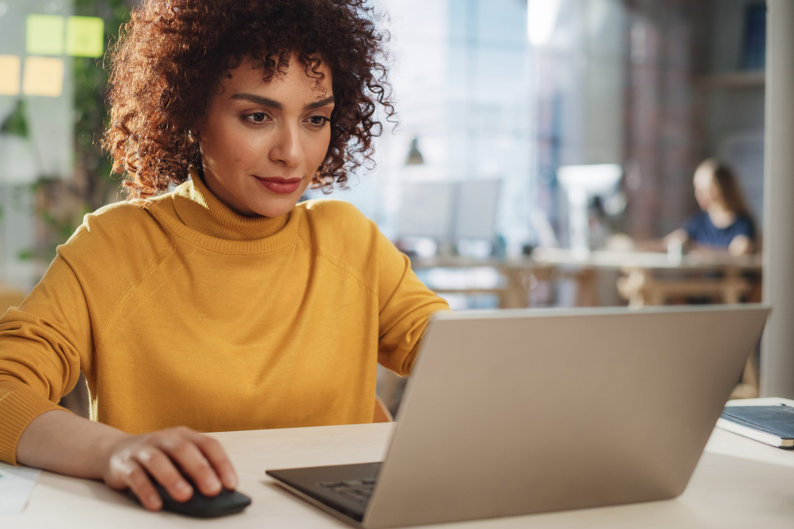 woman working on laptop