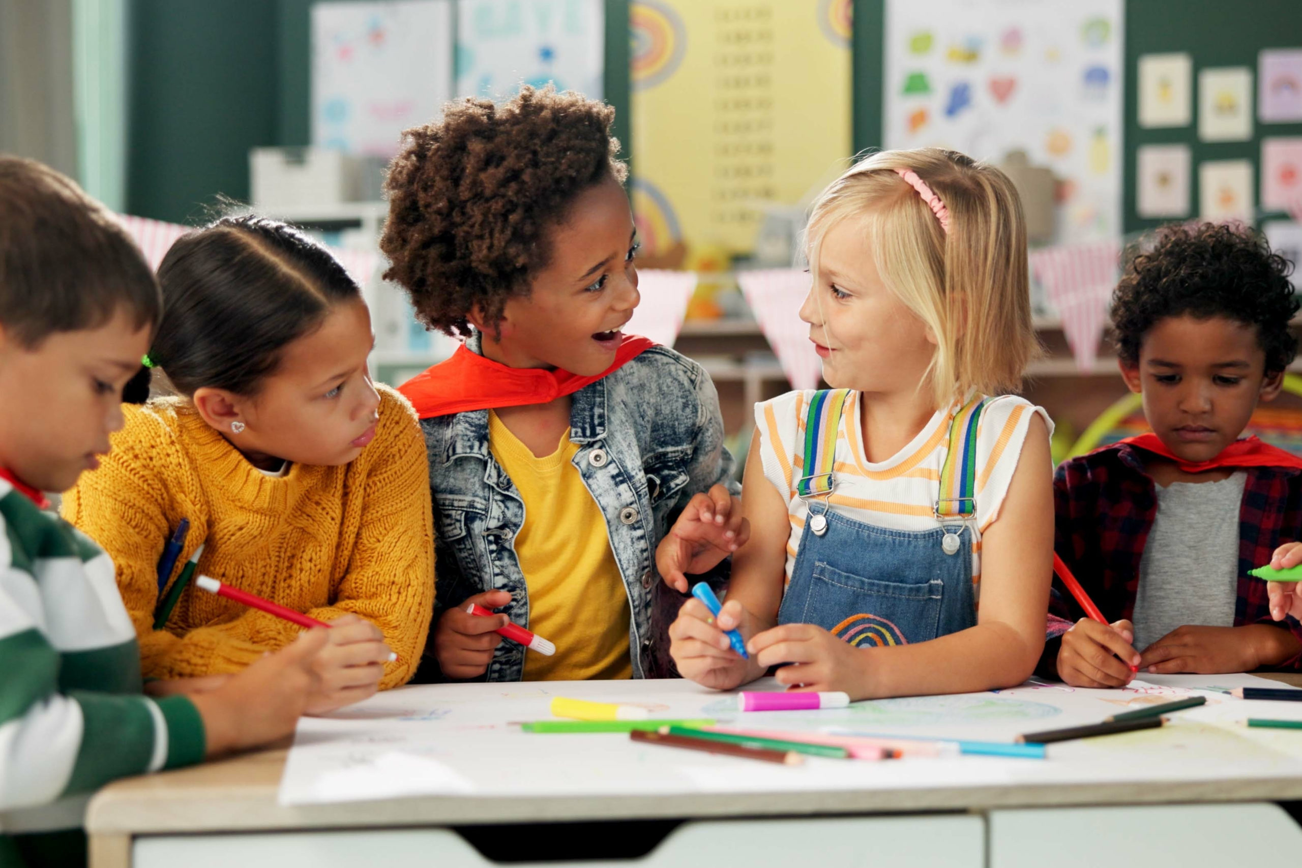 students working together at a table