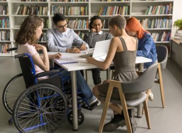 group of students working around a table