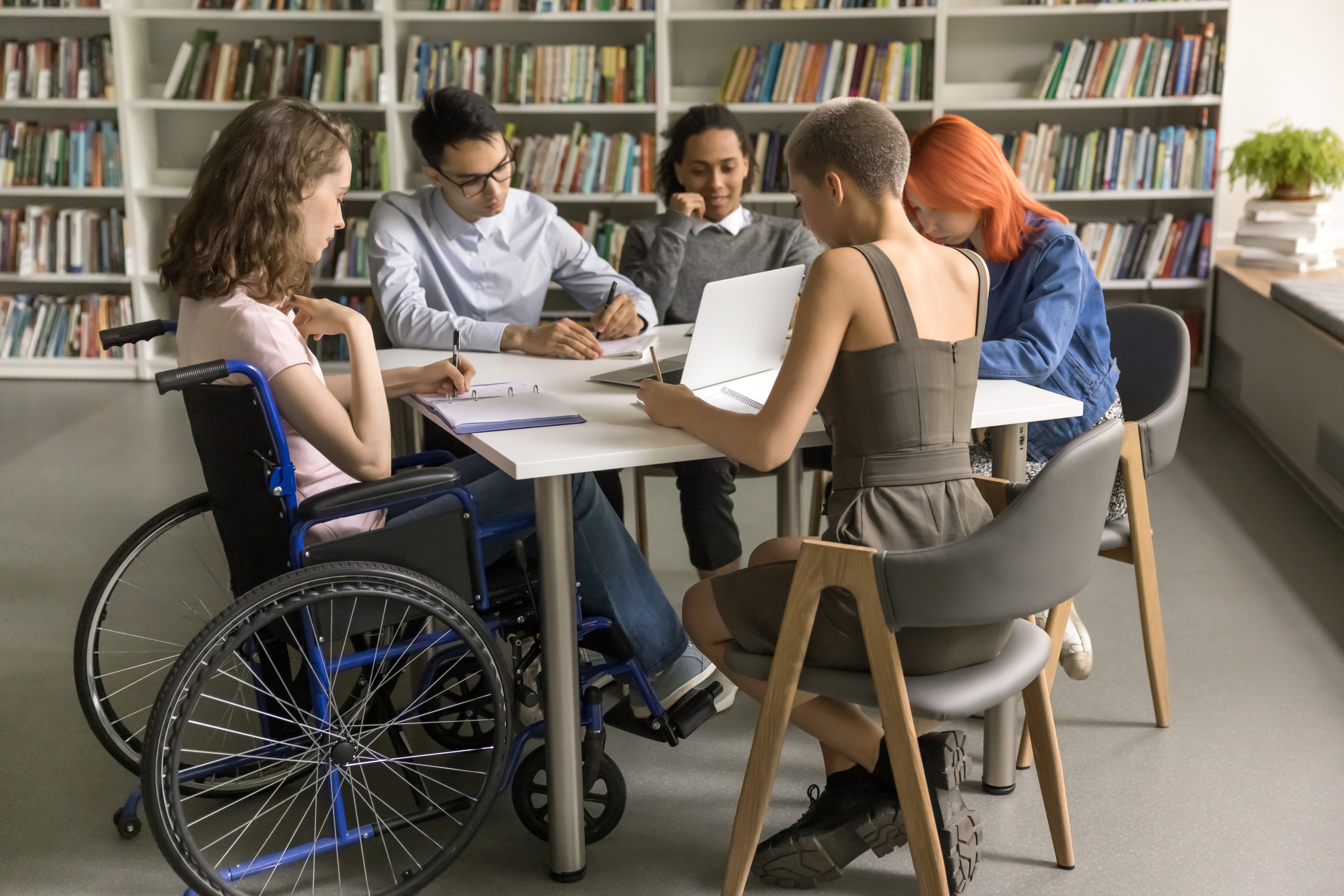 group of students working around a table